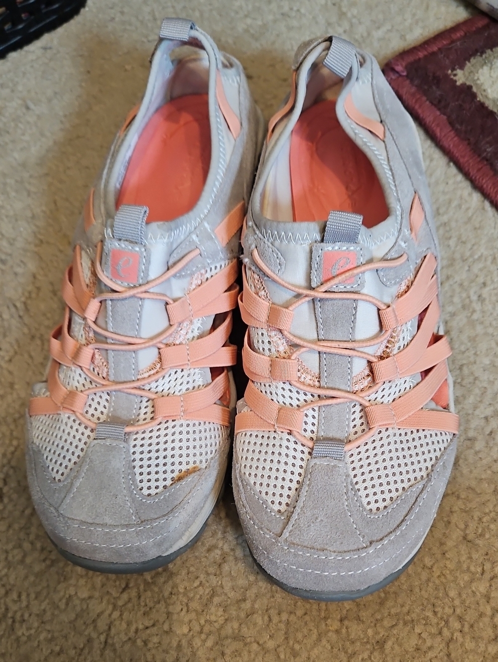 Women's Peach and Light Gray Active Slip-On Sneakers